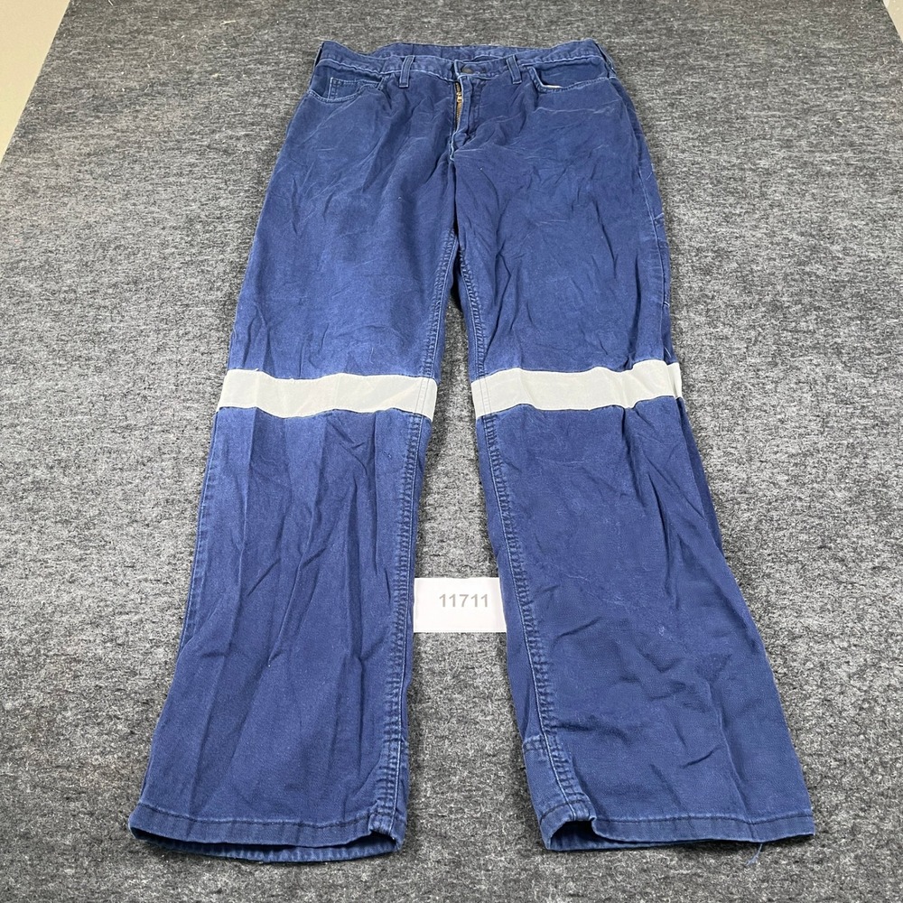 Crude FR Flame Resistant Jeans Mens 34x34 Navy Blue Cotton Straight Leg Casual